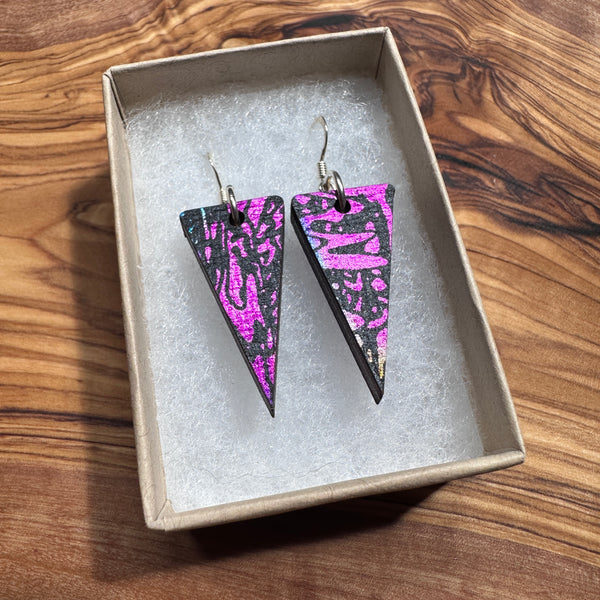Wooden Traingle Earrings