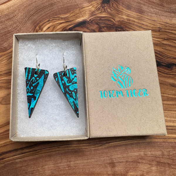 Wooden Traingle Earrings