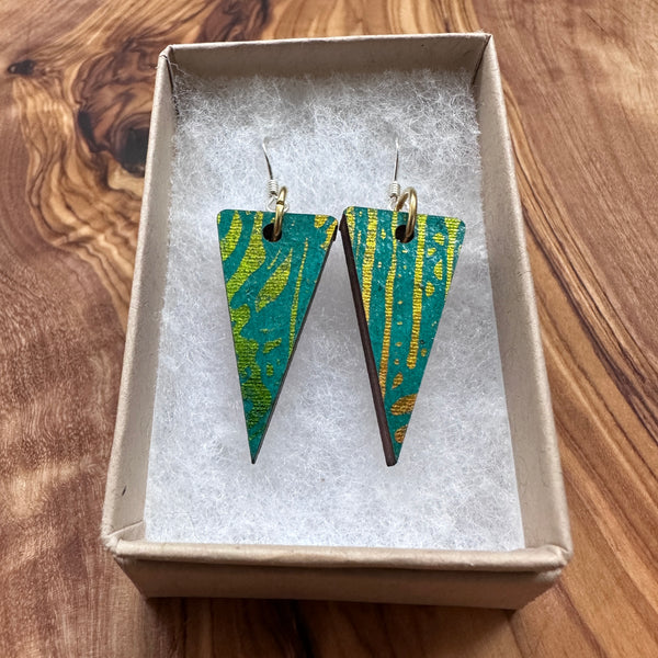 Wooden Traingle Earrings