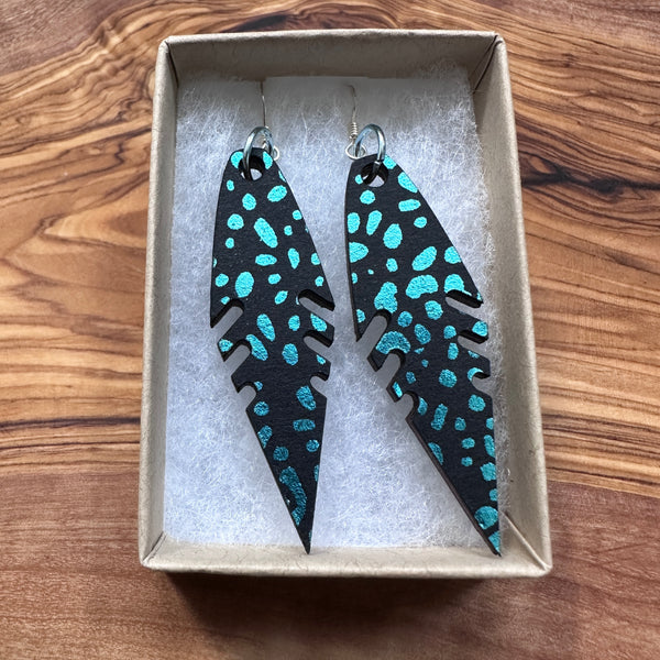 Wooden Feather Earrings