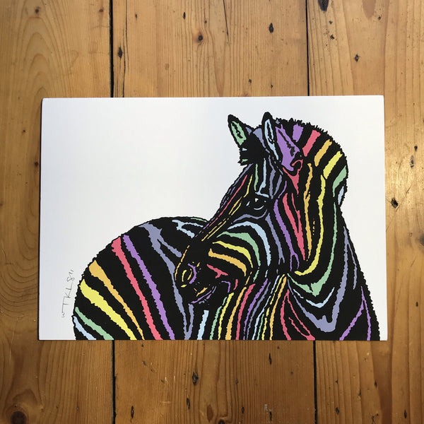 "Rainbow Candy Zebra" Art Print